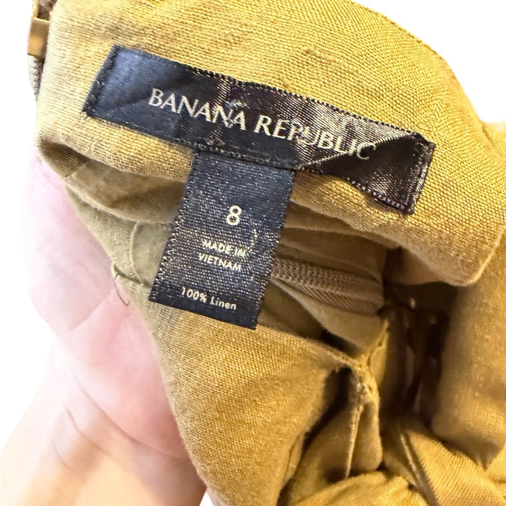 🌿 Banana Republic Lisa Linen Halter Midi Dress Khaki Column Cutout Size 8 🌿 - Picture 7 of 7